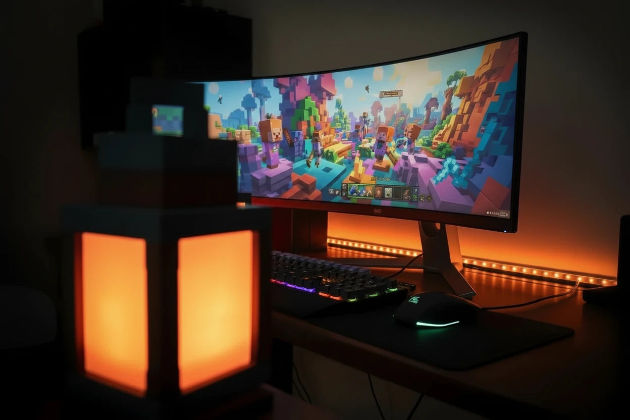 Pixel Style Night Light Portable Lantern Tabletop Ornament 16 Colors Lantern DIY Interior Decoration Festival Atmosphere Light